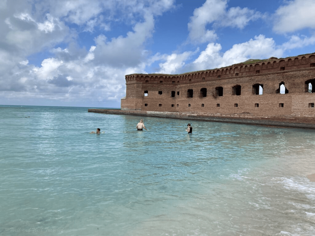 Snorkeling during our day trip to Dry Tortugas next to Fort Jefferson