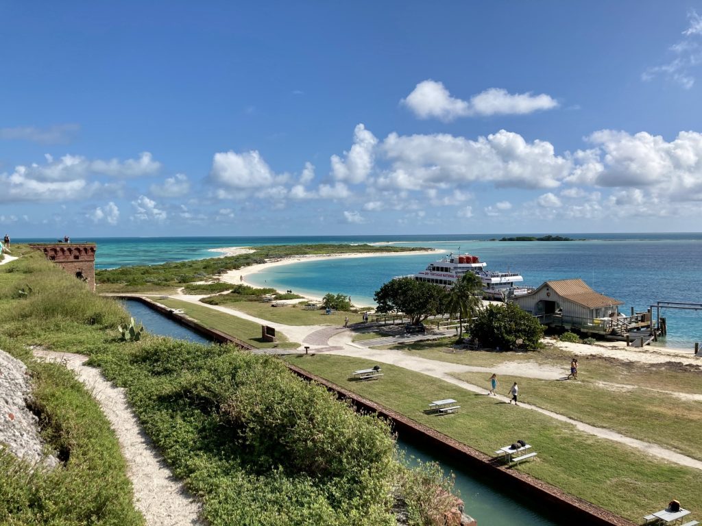 A view of Dry Tortugas National Park from on top of the fort