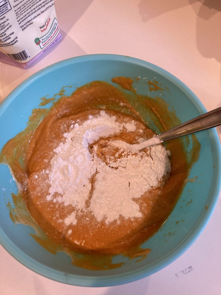 gluten-free and dairy-free pumpkin pie filling in a bowl