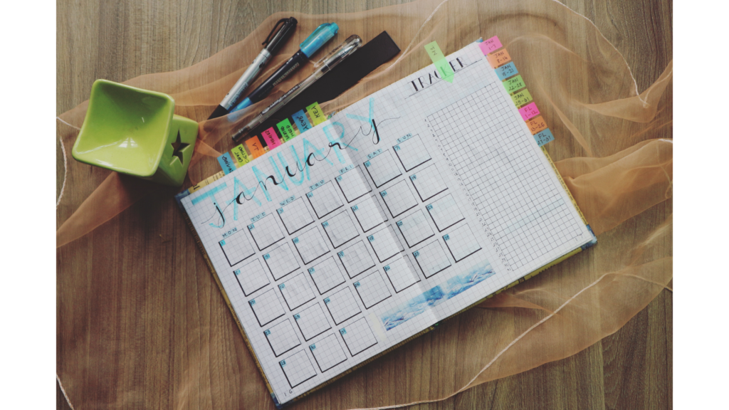 A calendar for meal planning and traveling with food allergies