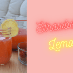Natural strawberry lemonade in a mason jar on a patio