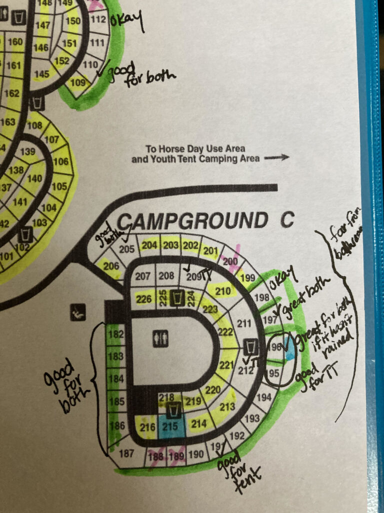 Campground Map Markings