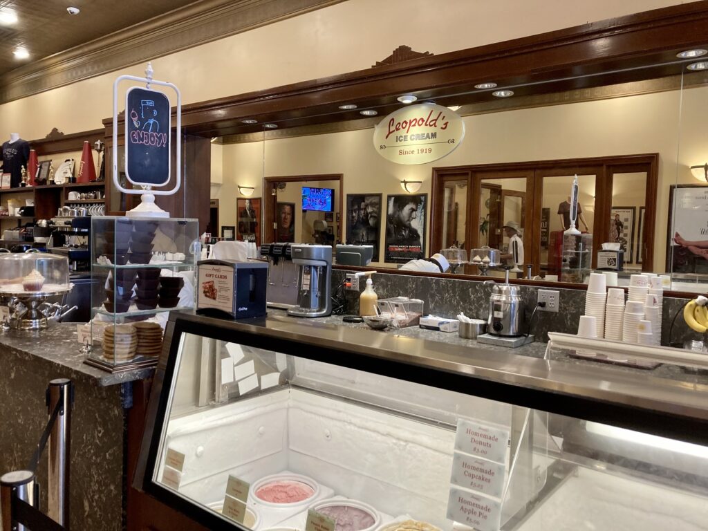 The inside of Leopold's Ice Cream in Savannah, GA where you can get vegan allergy-free ice cream