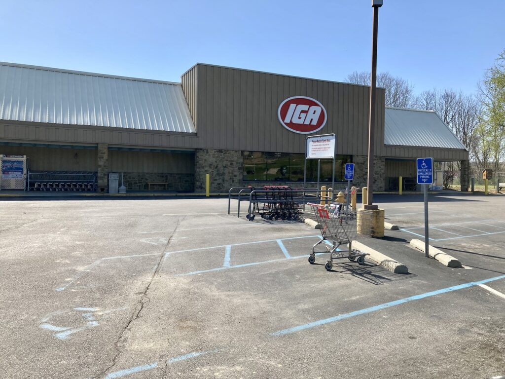 From the parking long looking at an IGA grocery store