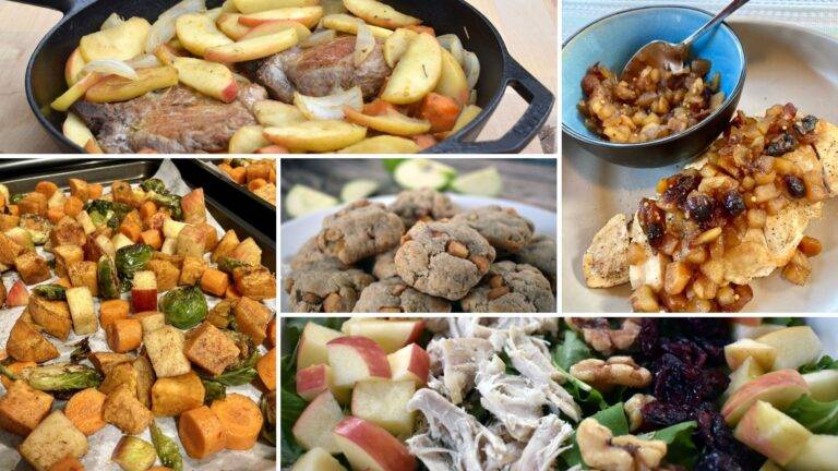 A collage of photos of apple recipes