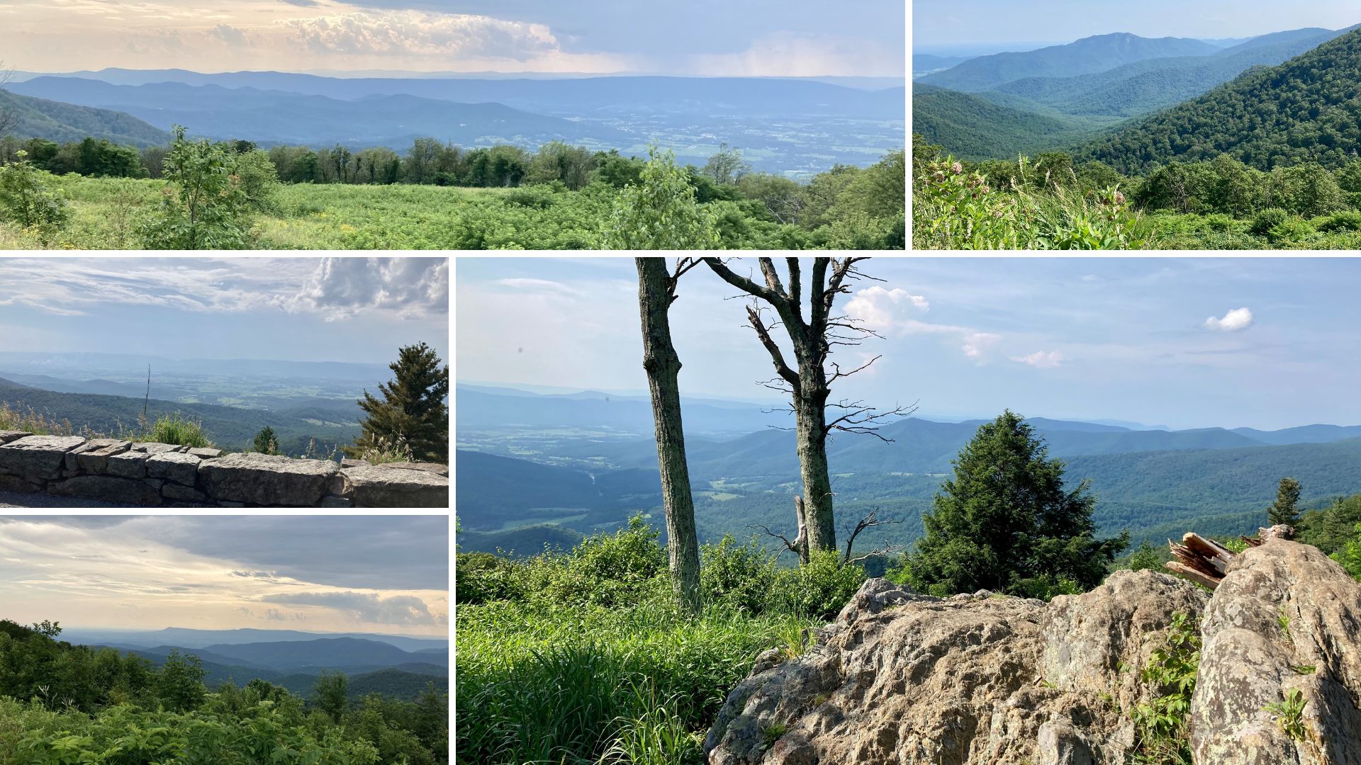 A collage of Skyline Drive Overlooks