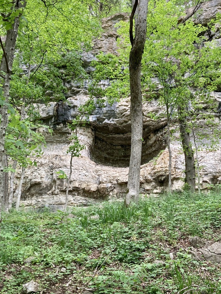 O'Bannon Woods has some interesting rock formations along the trails