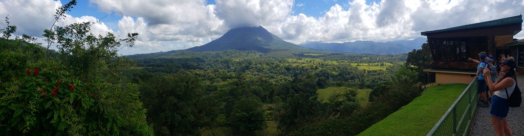 A view of Arenal Volcano from Mistico Hanging Bridges in La Fortuna, Costa Rica