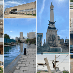 Photos of several things to do in Indianapolis including walking a canal, watching orangutans at the zoo, and visiting museums.