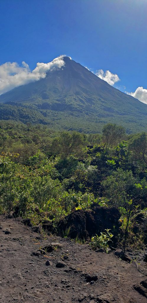 View of Arenal Volcano  in Costa Rica from the 1968 lava trail