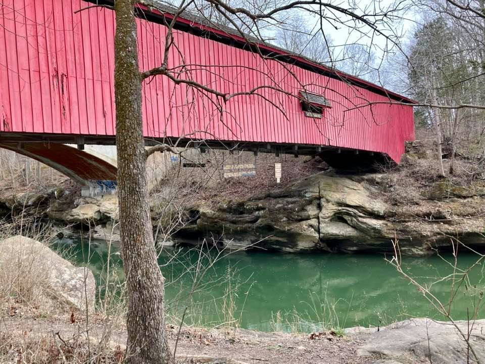 Narrows Covered Bridge at Turkey Run State Park in Indiana along trail 4