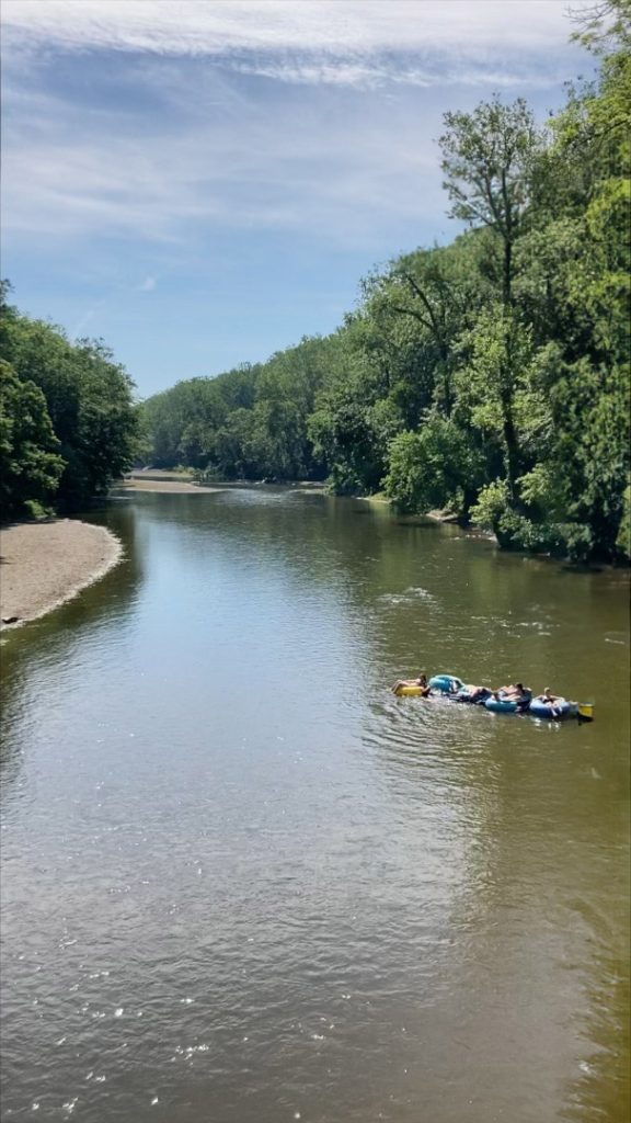 Turkey Run Canoeing People floating in tubes down the river at Turkey Run State Park in Indiana