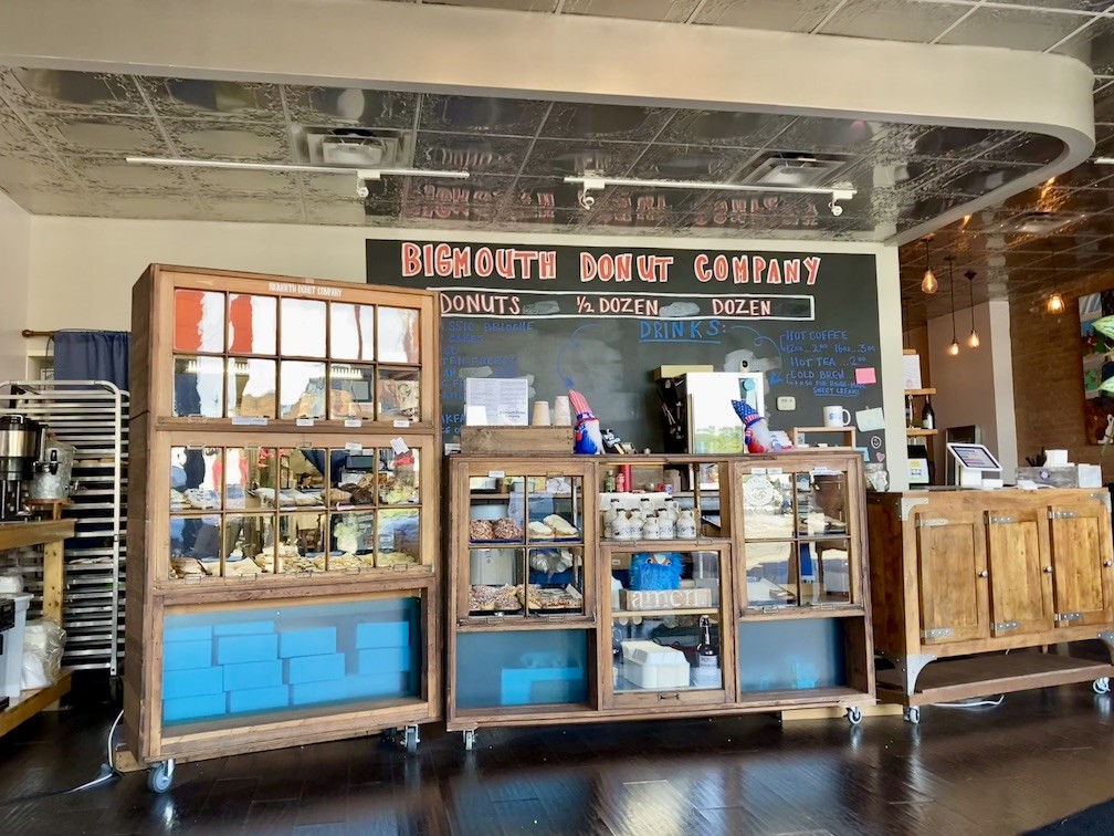 The inside of Bigmouth Donuts in Cleveland, a charming little donut shop in Rocky River, OH