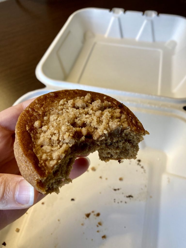 The coffee cake donut with brown sugar on top