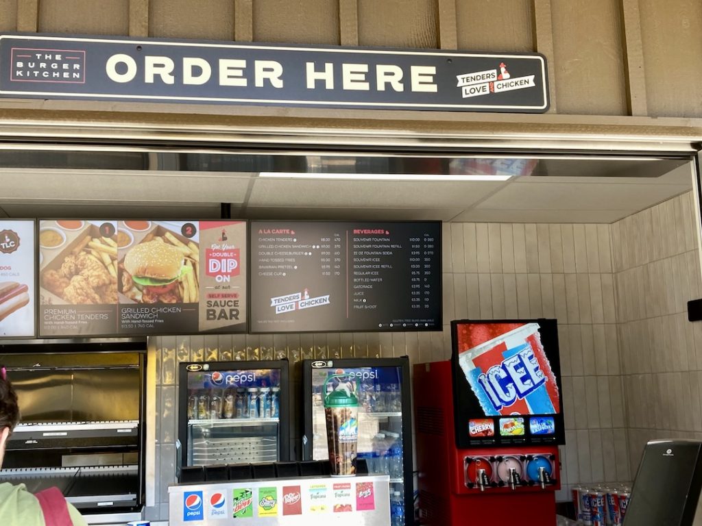 The food court offers gluten-free buns on their menu