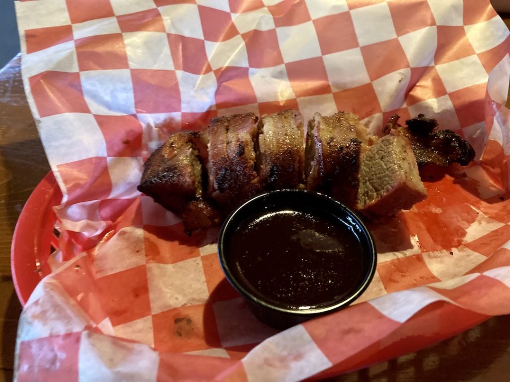 Gluten-Free Bacon-wrapped Burnt Ends at Millstone BBQ
