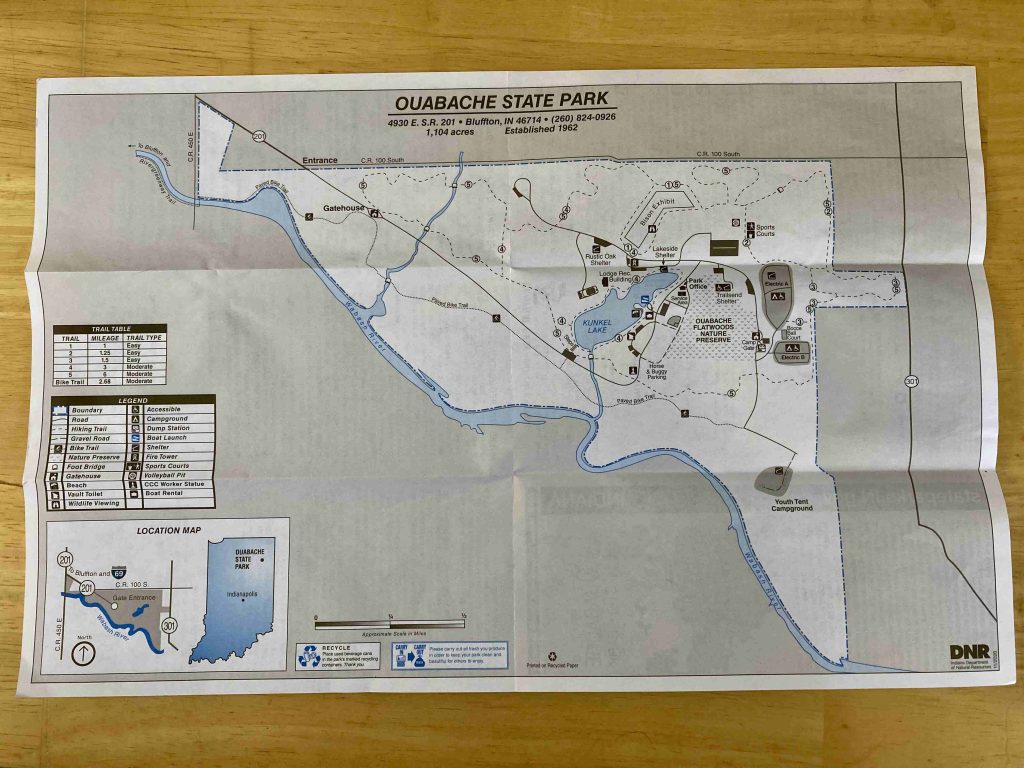 A photo of Indiana's Ouabache State Park map 