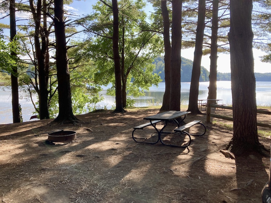 A beautiful view of Lake Logan in this Campbell Cove Campground review