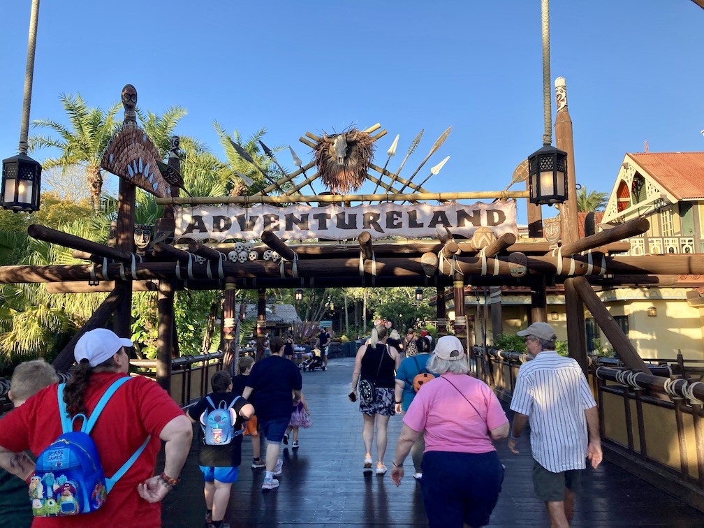 The entrance to Adventure Land at Magic Kingdom in Disney World Florida