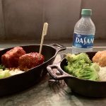 Dairy-free and gluten-free food at Hollywood Studios at Docking Bay 7, flavored chicken meatballs, rice, and broccoli and a kids meal