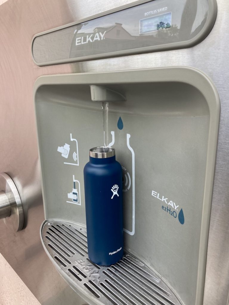 A Disney water bottle refill station at Port Orleans French Quarter resort in Disney World