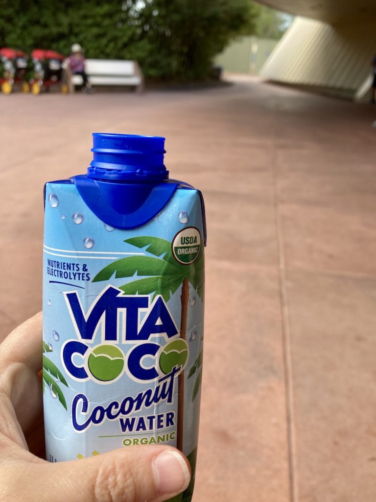 Bringing coconut waters is a great way to stay hydrated at Disney