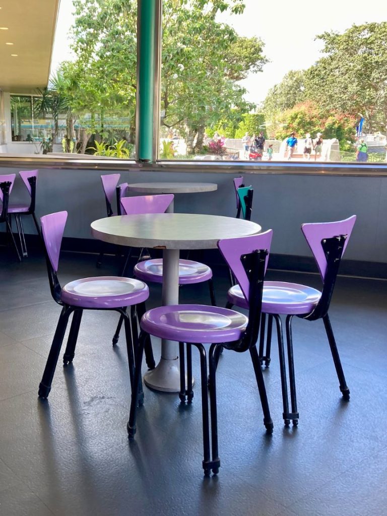 The indoor seating at Cosmic Ray's Restaurant at Magic Kingdom