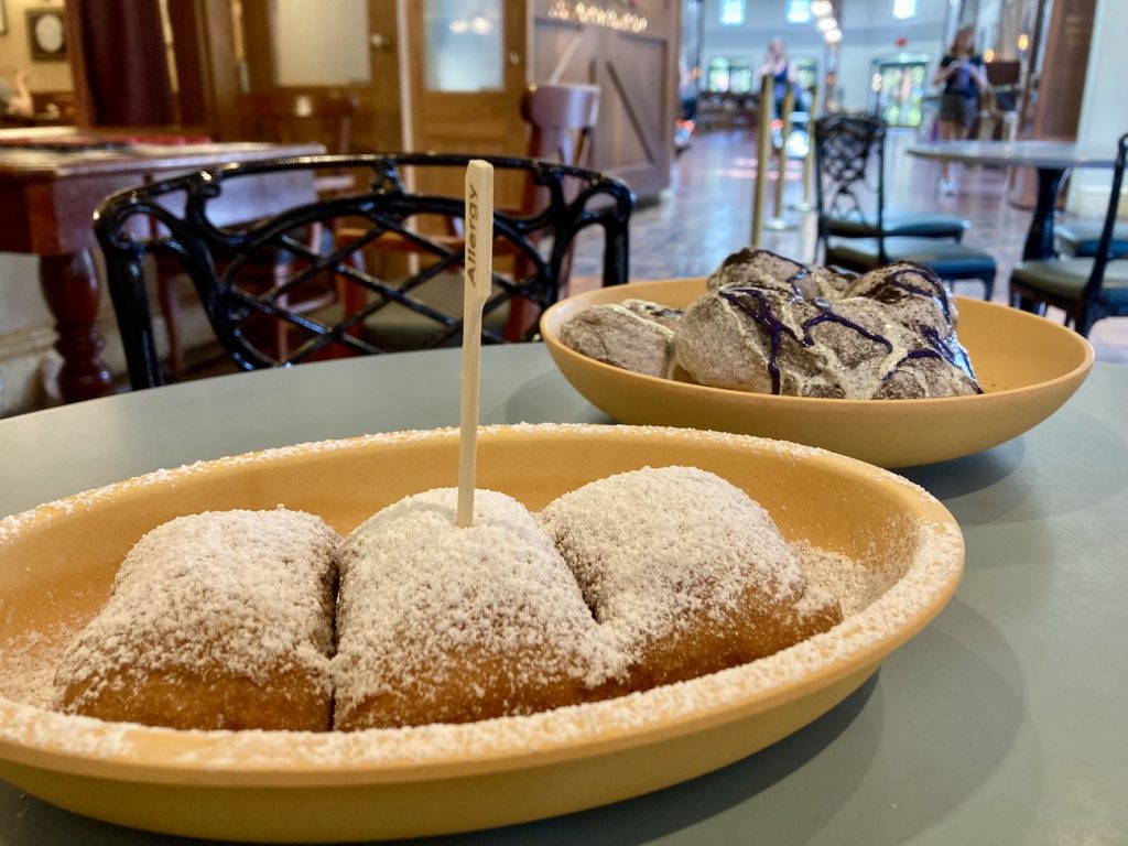 Gluten-free beignets and holiday-themed beignets at Scat Cat Cafe